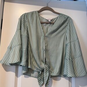LC Lauren Conrad Sage Striped Blouse